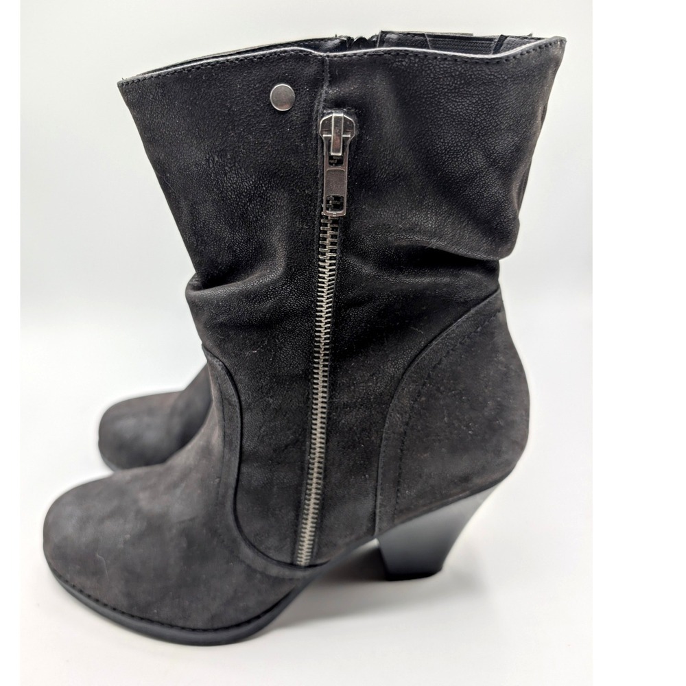 Torrid Boots 9.5 Black Slouch Ankle Faux Suede Goth Steampunk Witchy Pirate Zip